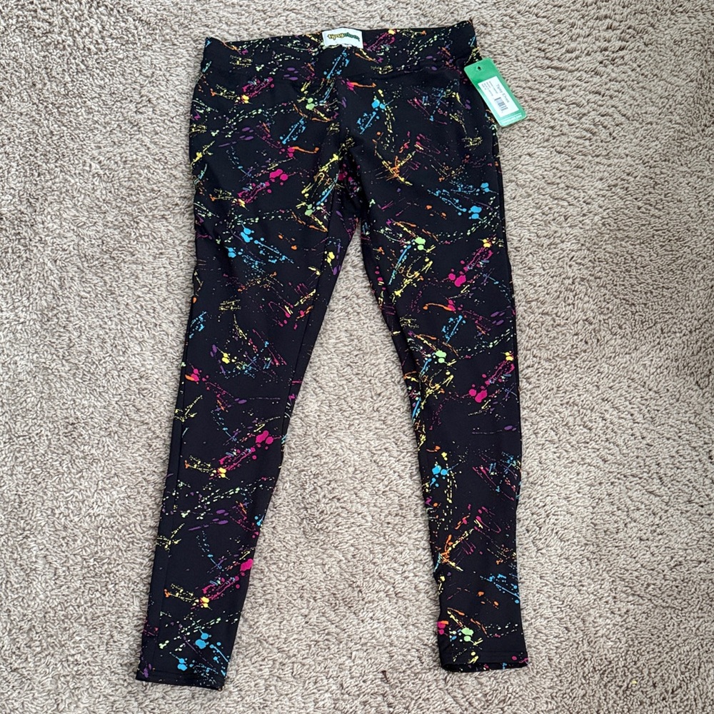 Tipsy Elves Black Leggings with Neon Splatter